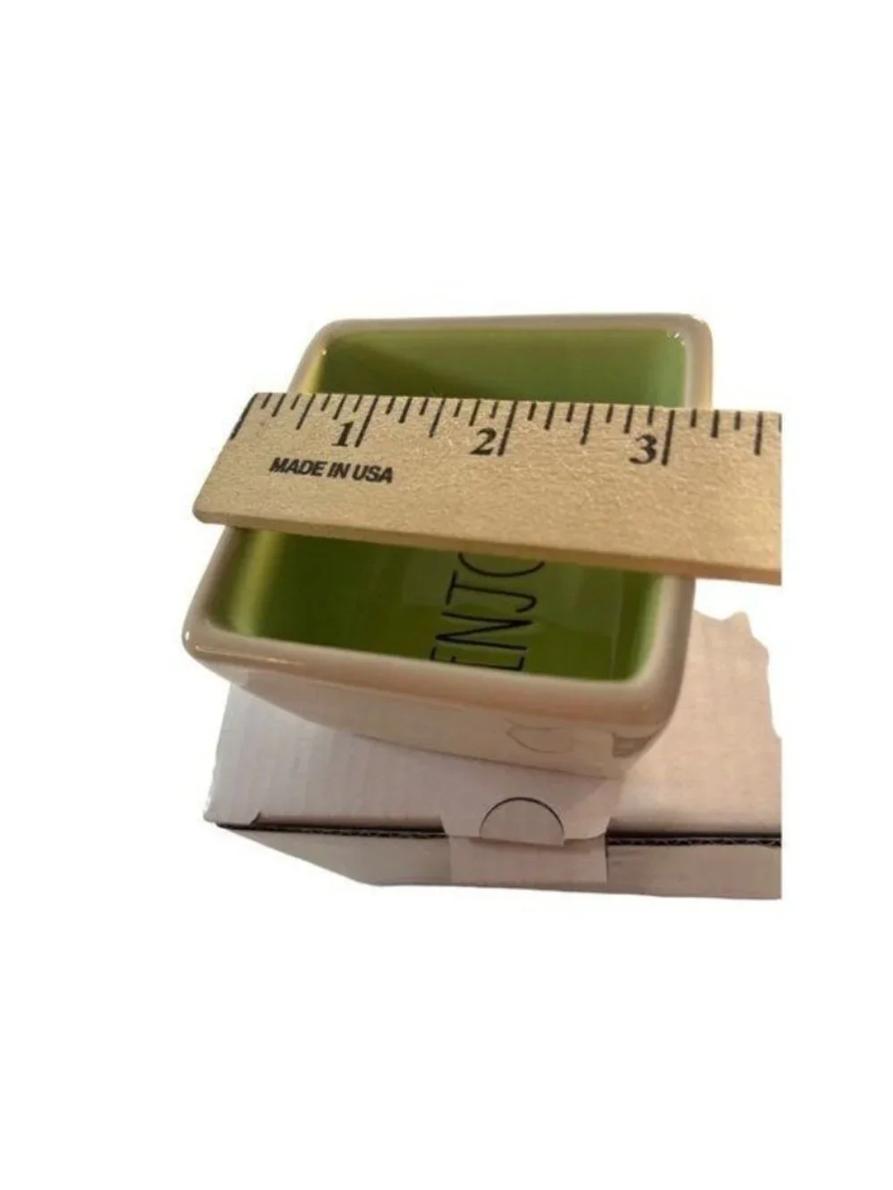 Rae Dunn Bowl Set Artisan Collection Savor Enjoy Square Set of 2 Green/Cream New